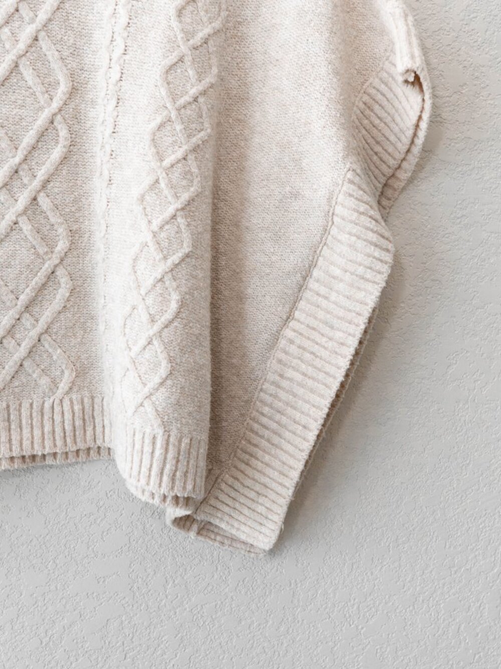 MNG Cream Cable Knit Sweater Poncho Size 9-10 Turtleneck Cozy Oversized Knit - Picture 14 of 14